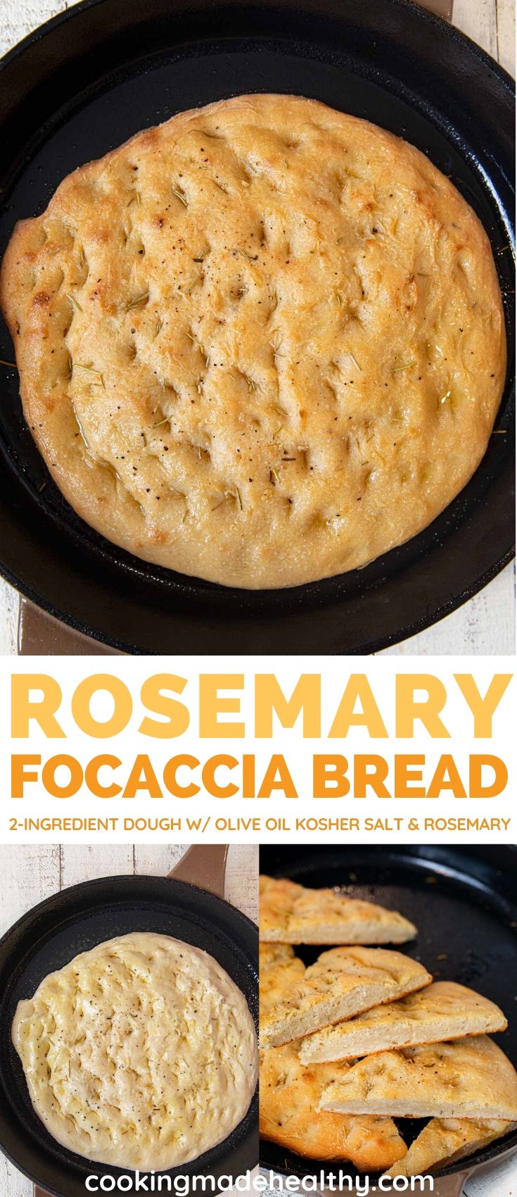 Rosemary Focaccia Bread (2-Ingredient Dough) Recipe- Cooking Made Healthy