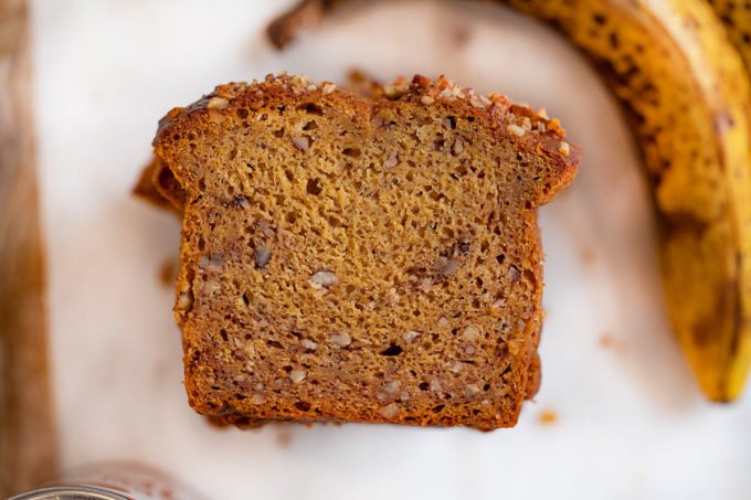 Whole Wheat Banana Pumpkin Bread cross-section