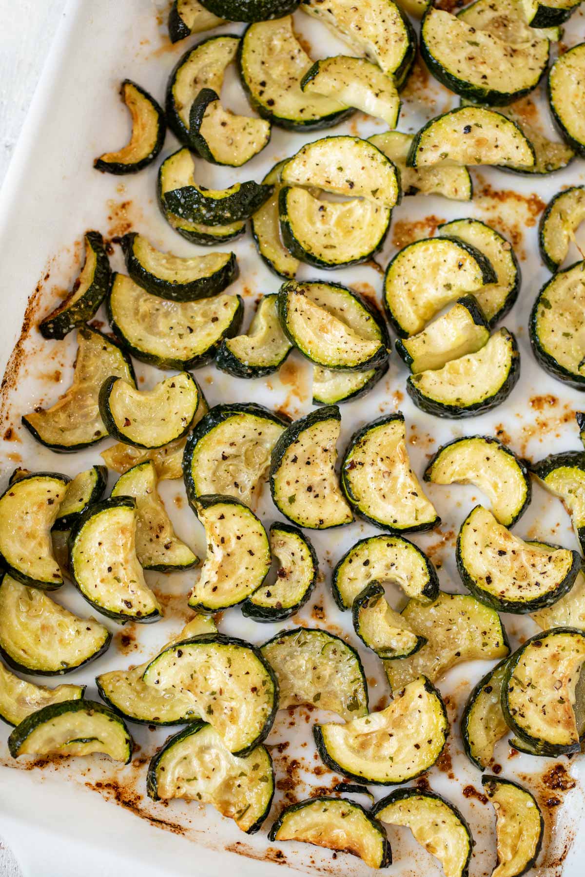 Roasted Zucchini in baking dish