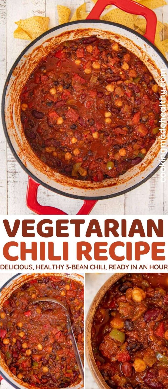 Easy Healthy Vegetarian Chili Recipe (3-Bean) - Cooking Made Healthy