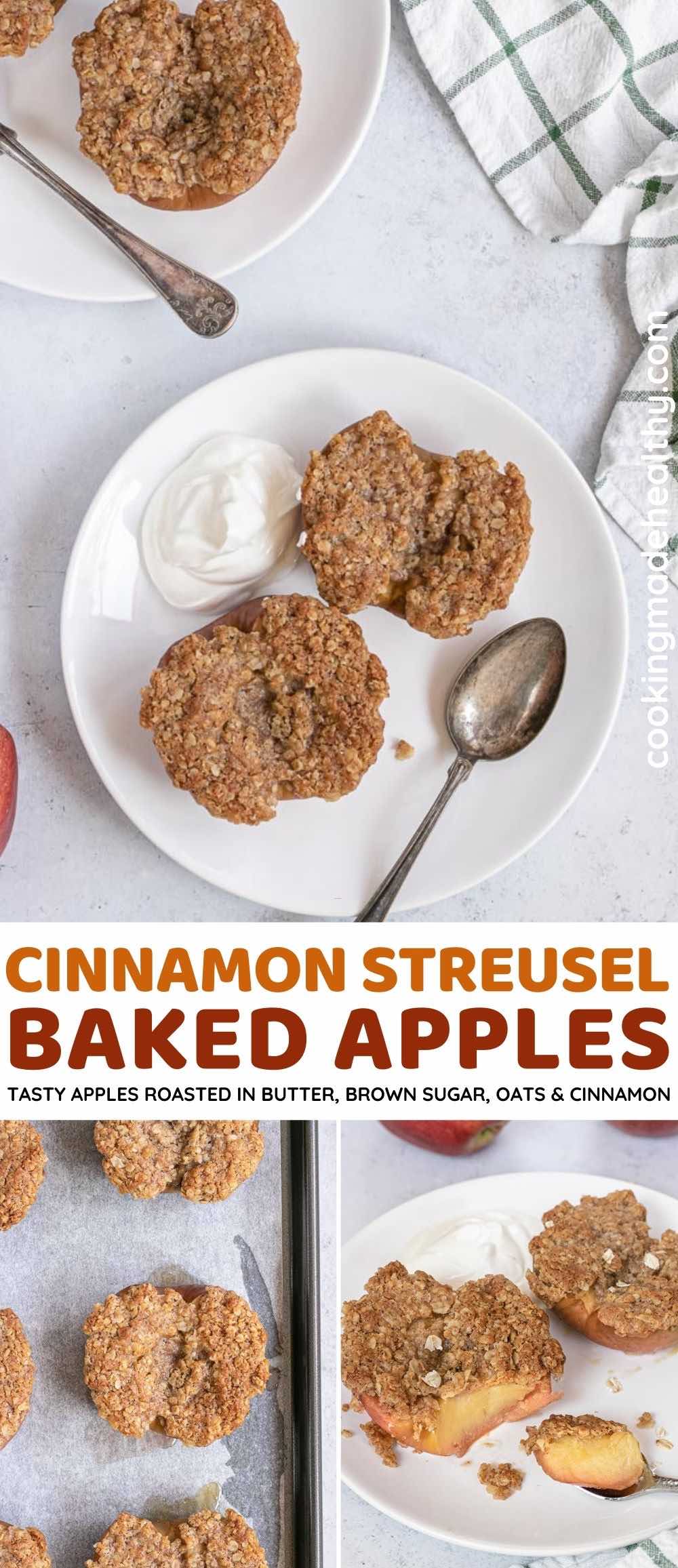 Cinnamon Streusel Baked Apples collage
