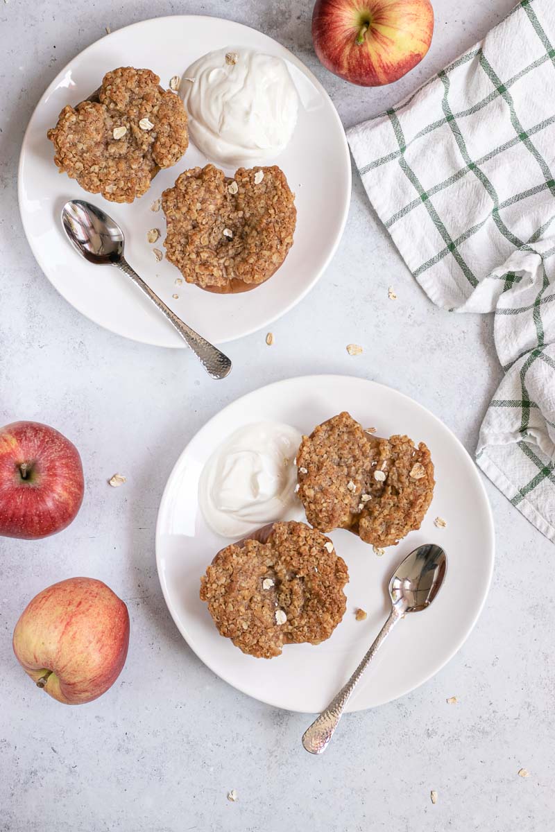 Cinnamon Streusel Baked Apples on a plate