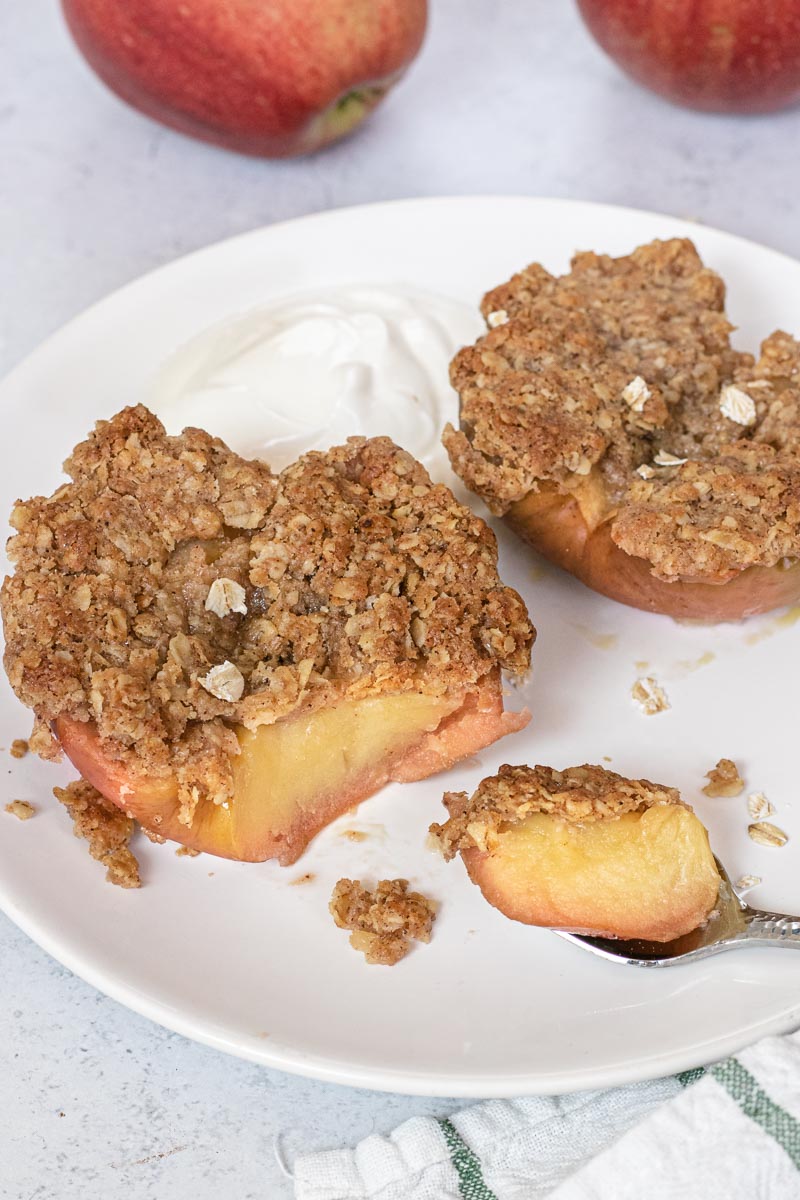 Cinnamon Streusel Baked Apples on a plate