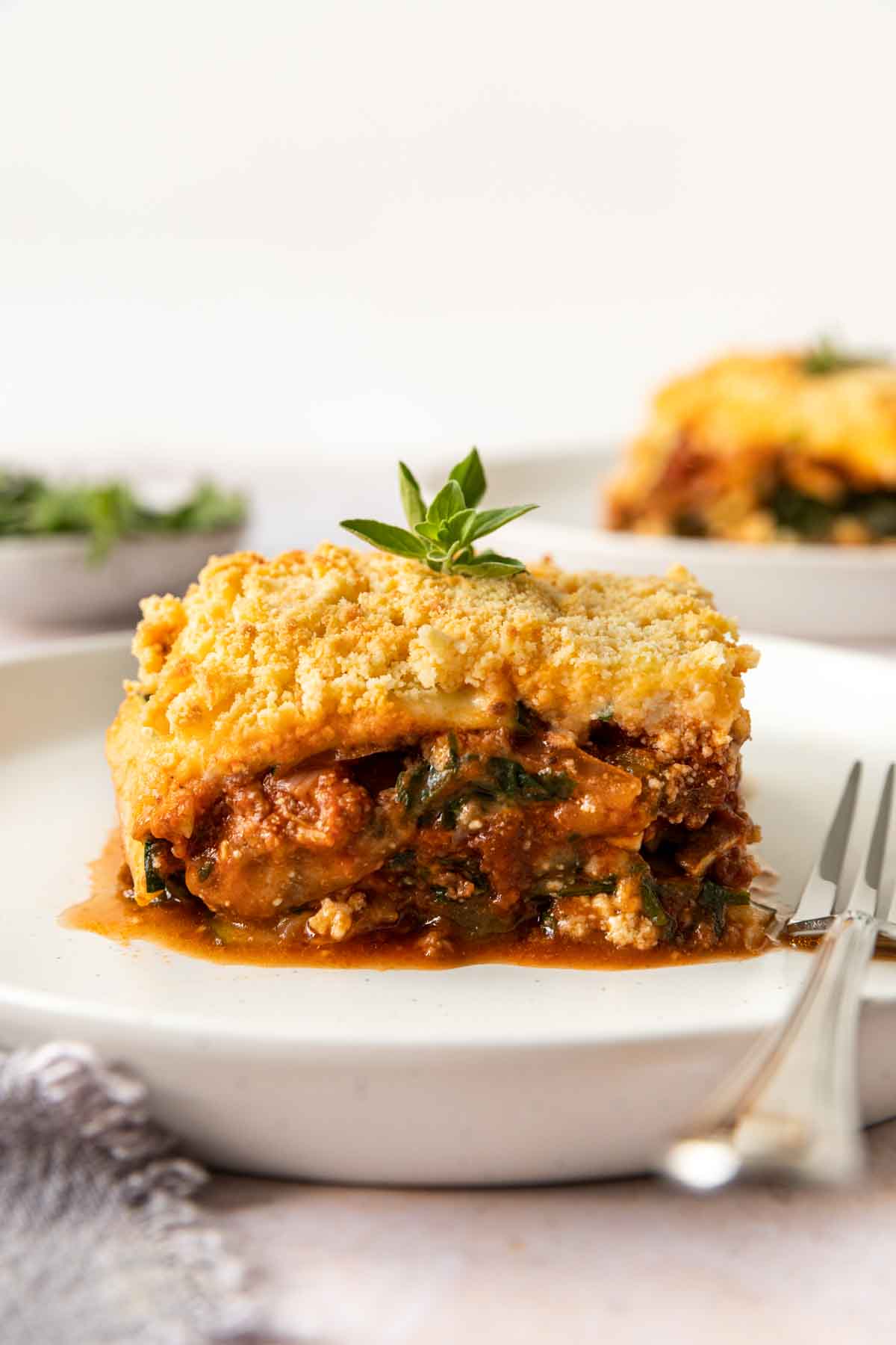 Zucchini Lasagna serving on plate