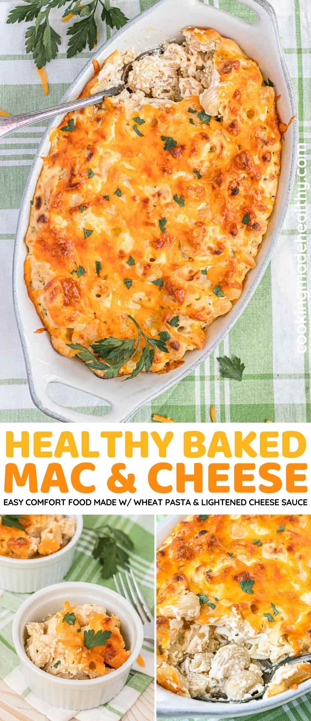Healthy Baked Macaroni and Cheese collage