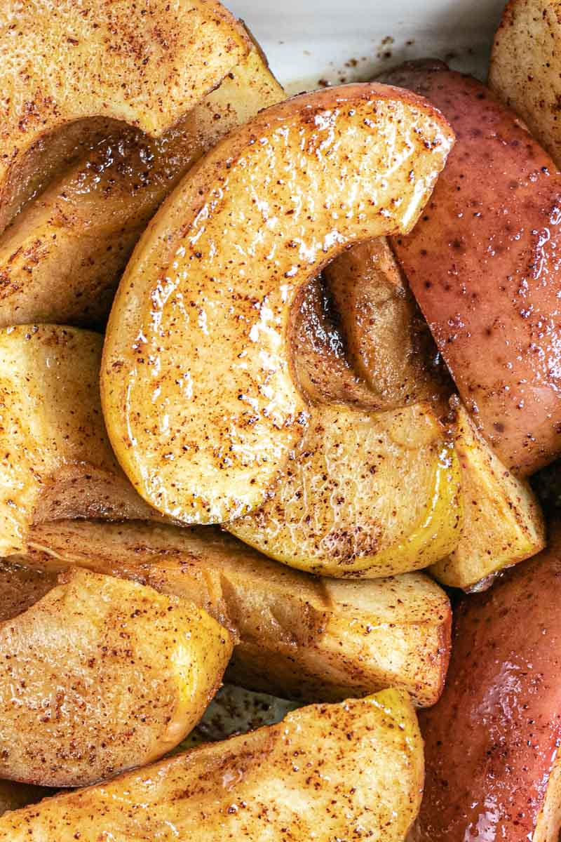 Healthy Baked Sliced Apples close up