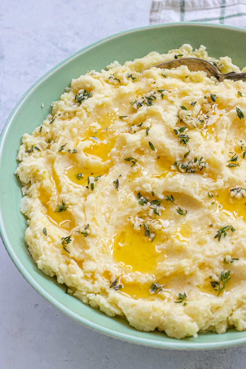 Healthy Mashed Potatoes in bowl