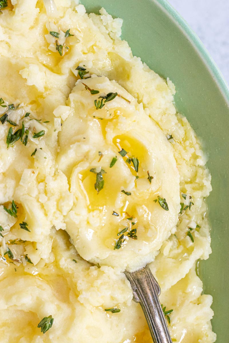 Healthy Mashed Potatoes in bowl