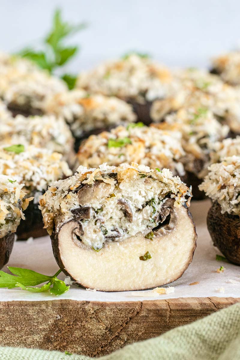 Healthy Stuffed Mushrooms, sliced