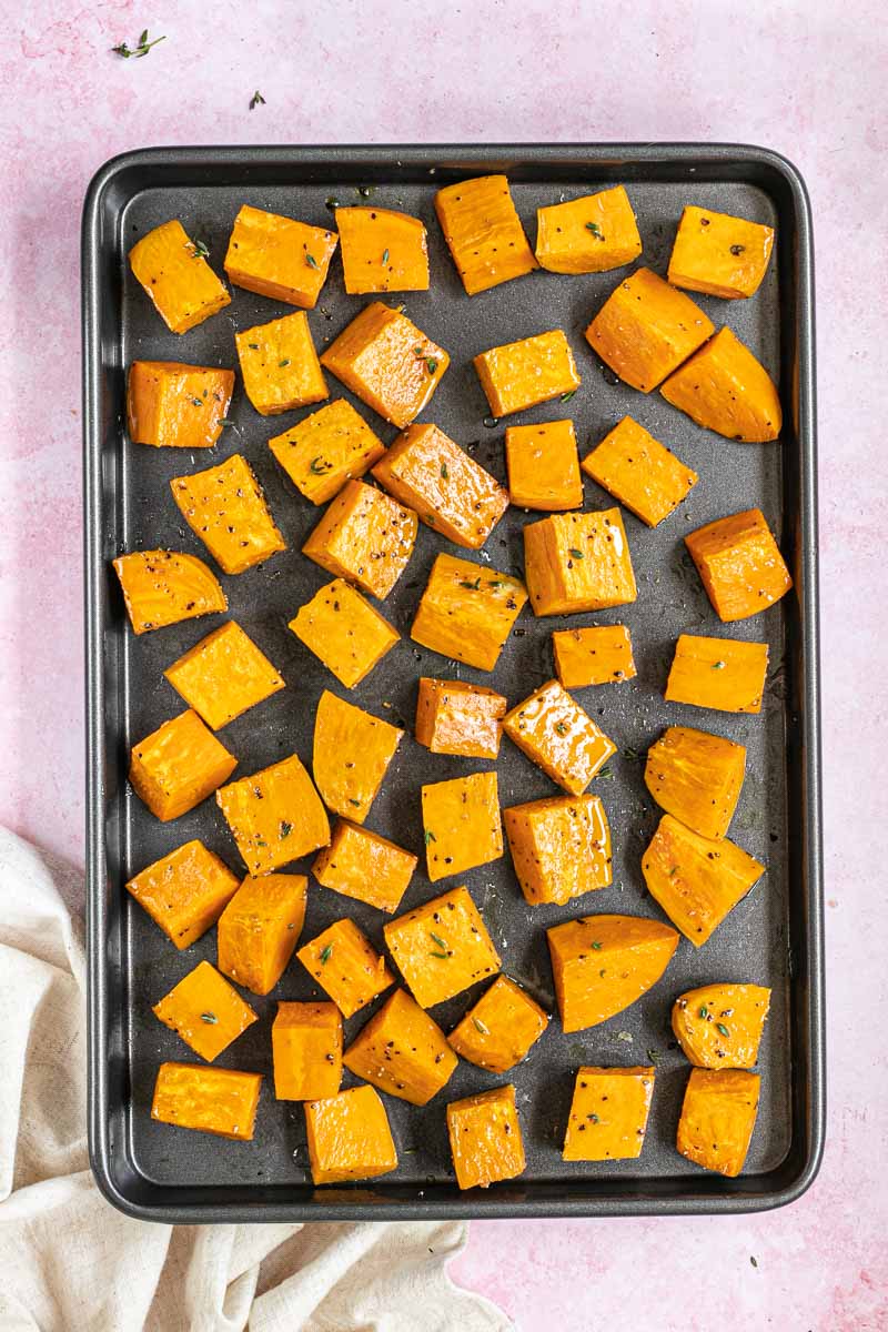 Roasted Sweet Potatoes on a pan