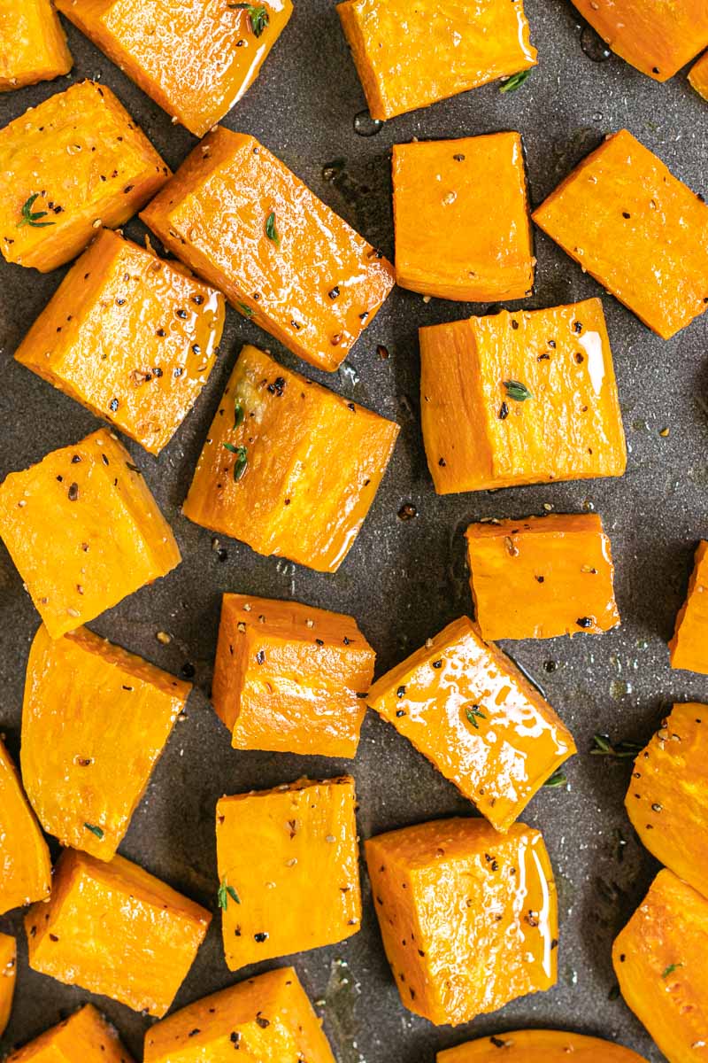 Roasted Sweet Potatoes up close