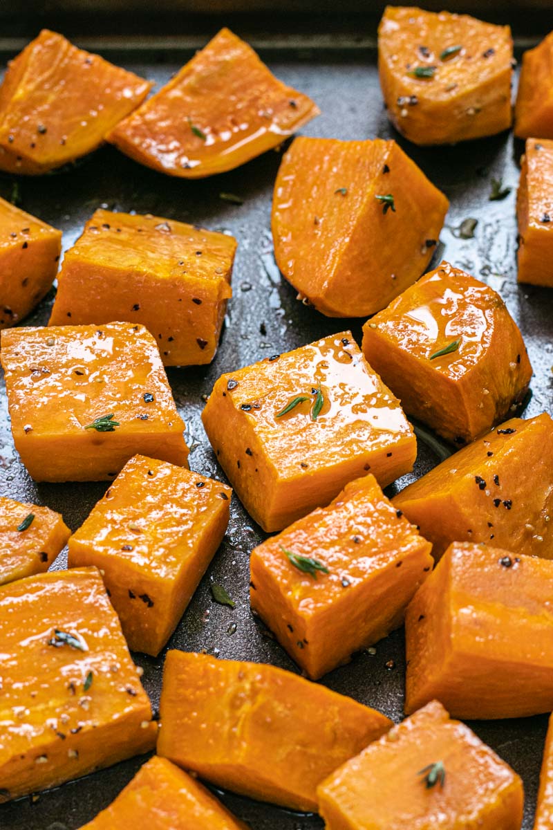 Roasted Sweet Potatoes up close