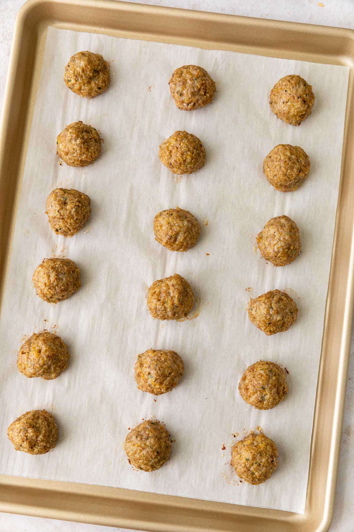 Turkey Meatballs on sheet pan, cooked