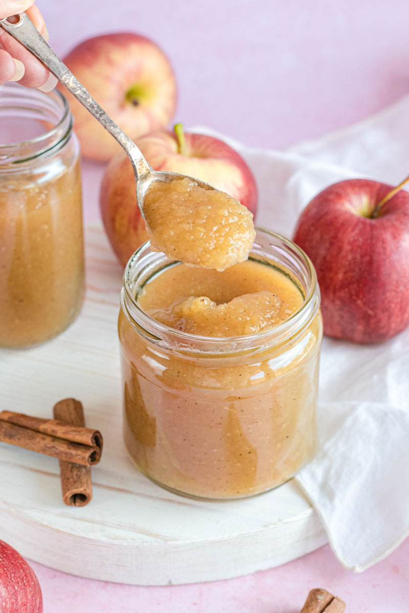 Applesauce on spoon