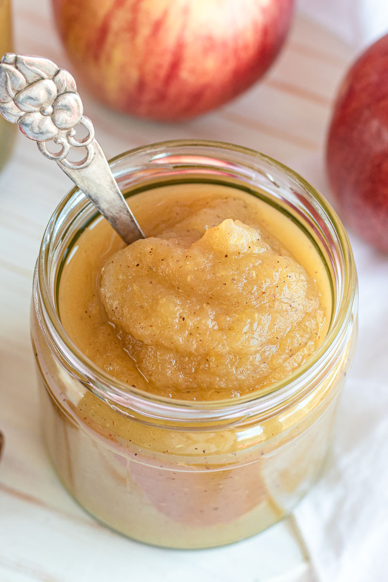 Applesauce on spoon