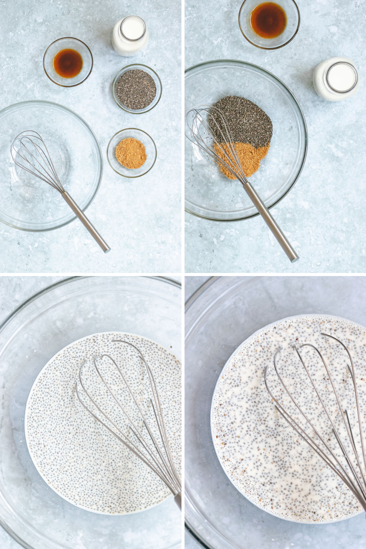 Steps for making the Vanilla Chia Pudding Collage