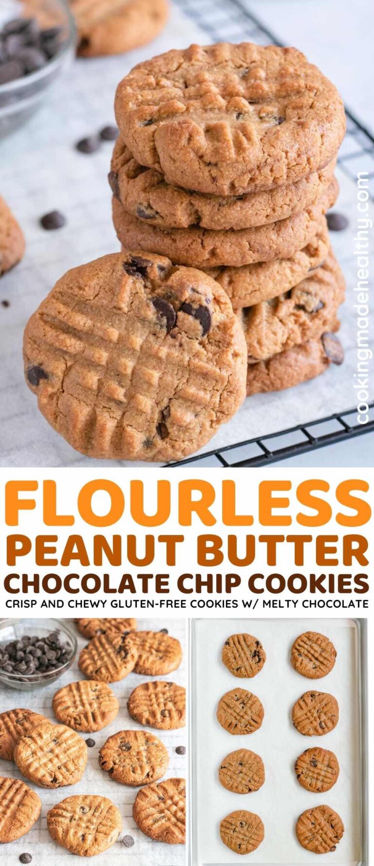 Flourless Peanut Butter Chocolate Chip Cookies Recipe - Cooking Made ...