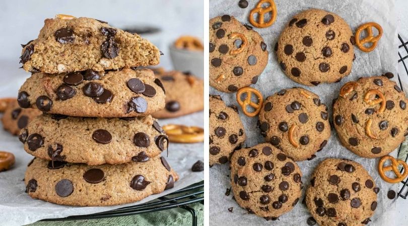 Healthier Chocolate Chip Pretzel Cookies Recipe - Cooking Made Healthy