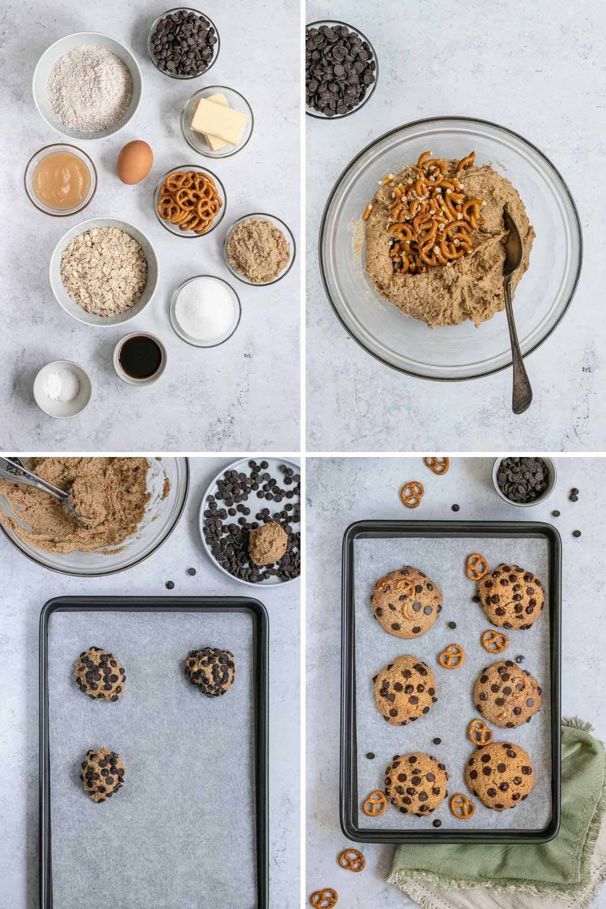 Healthier Chocolate Chip Pretzel Cookies collage
