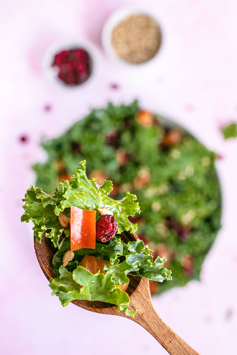 Kale Salad serving on spoon