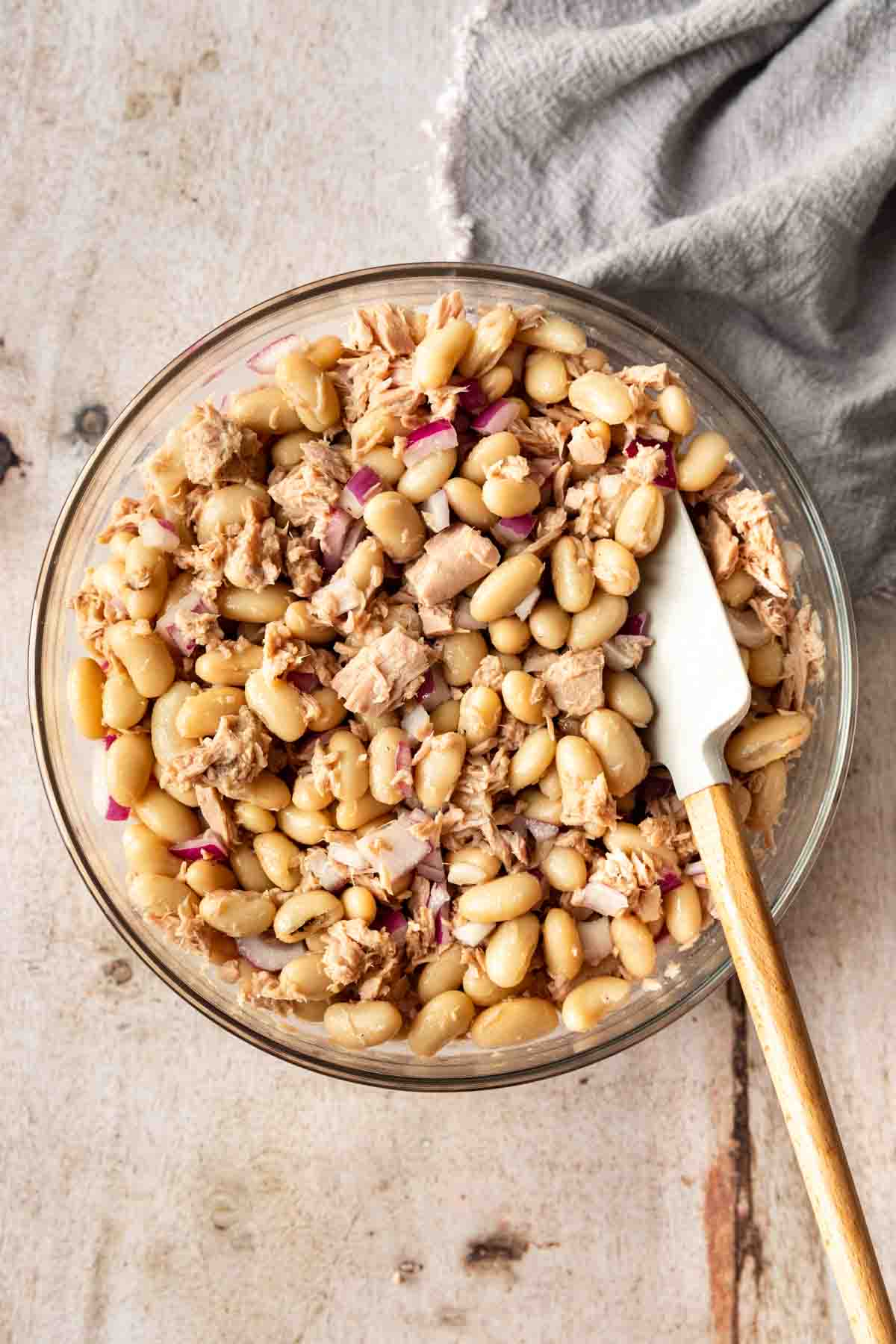 White Bean Tuna Salad in serving bowl