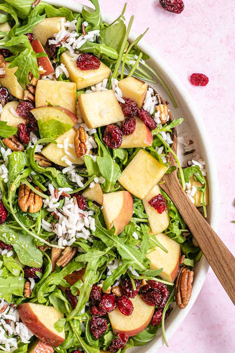 Wild Rice Salad in a mixing bowl