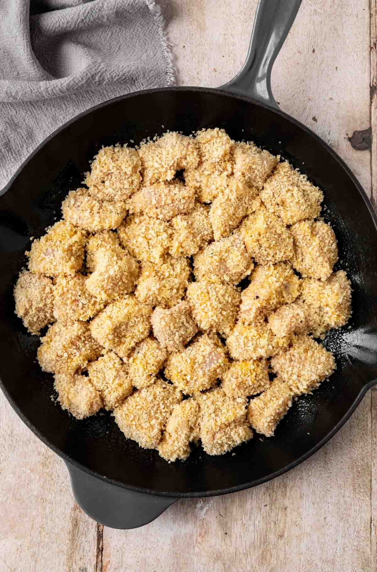 Baked Sesame Chicken in cast iron pan