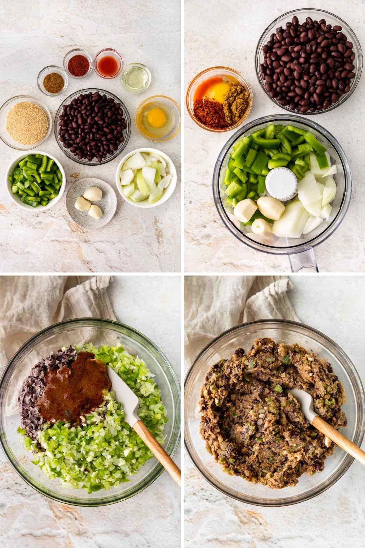 Black Bean Burger patty prep steps