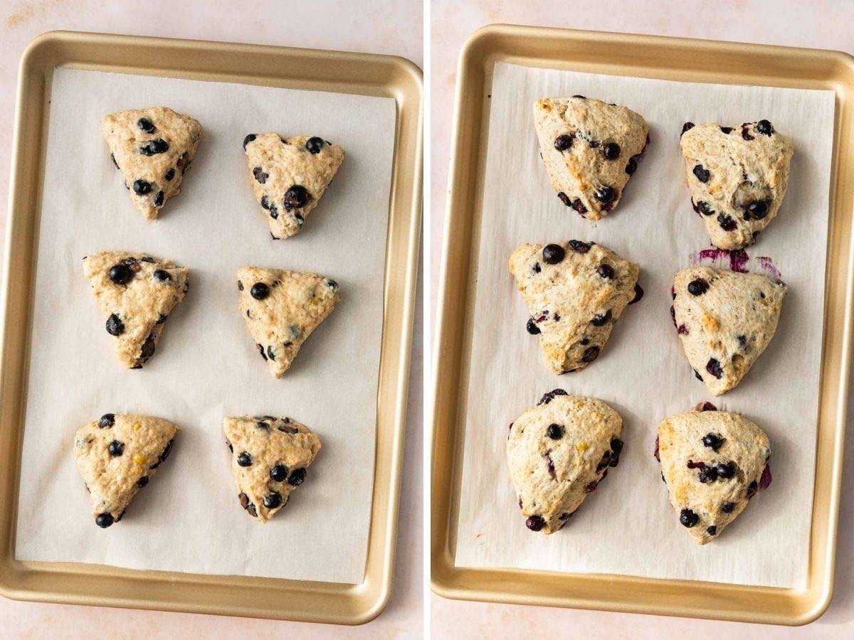 Blueberry Scones collage before and after baking