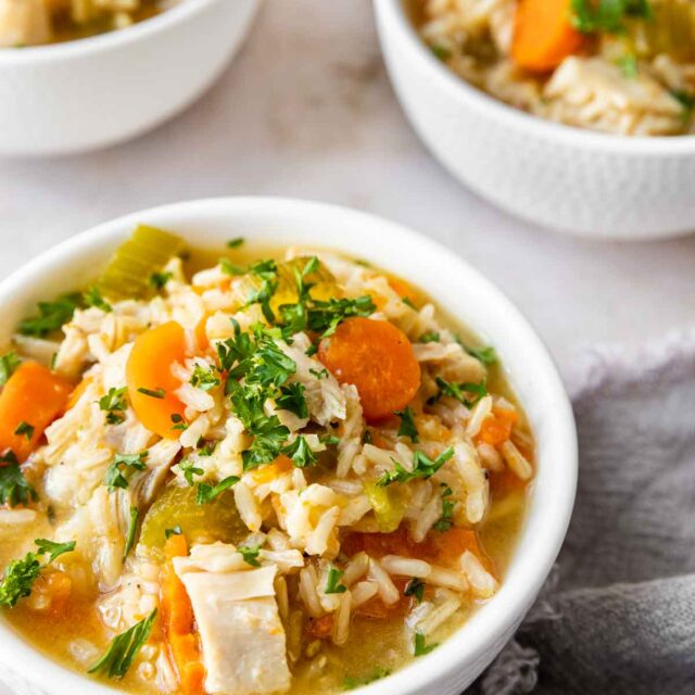 Chicken Rice Soup in bowls