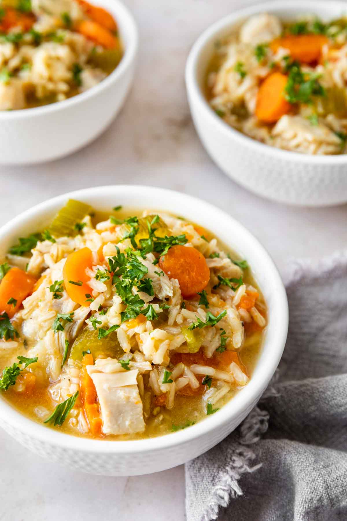 Chicken Rice Soup in bowls