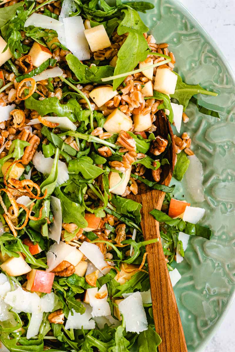 Farro Salad close up in bowl