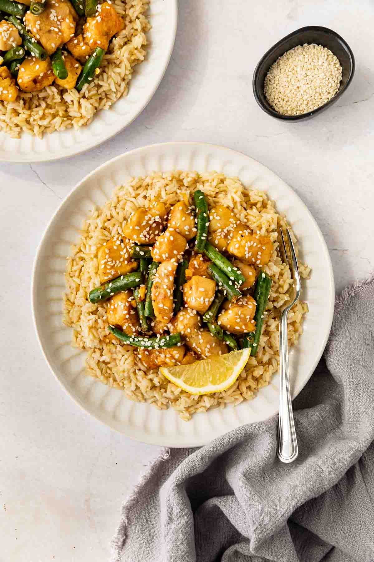 Healthy Lemon Chicken Stir Fry plated