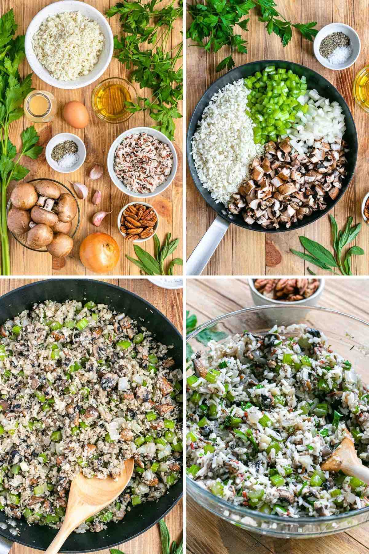 Healthy Wild Rice Stuffing collage
