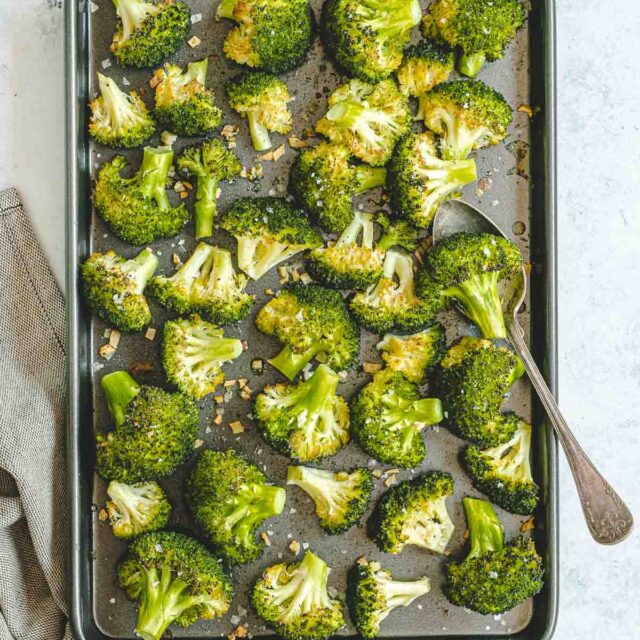 Roasted Broccoli with Garlic finished in pan