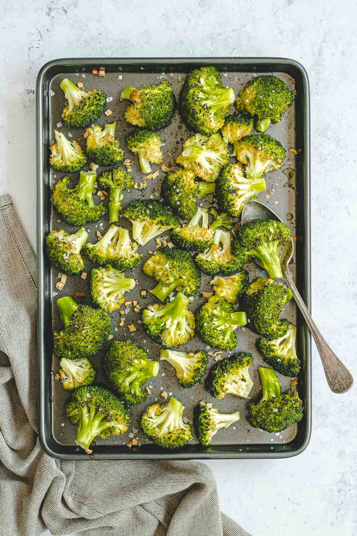 Roasted Broccoli with Garlic finished in pan
