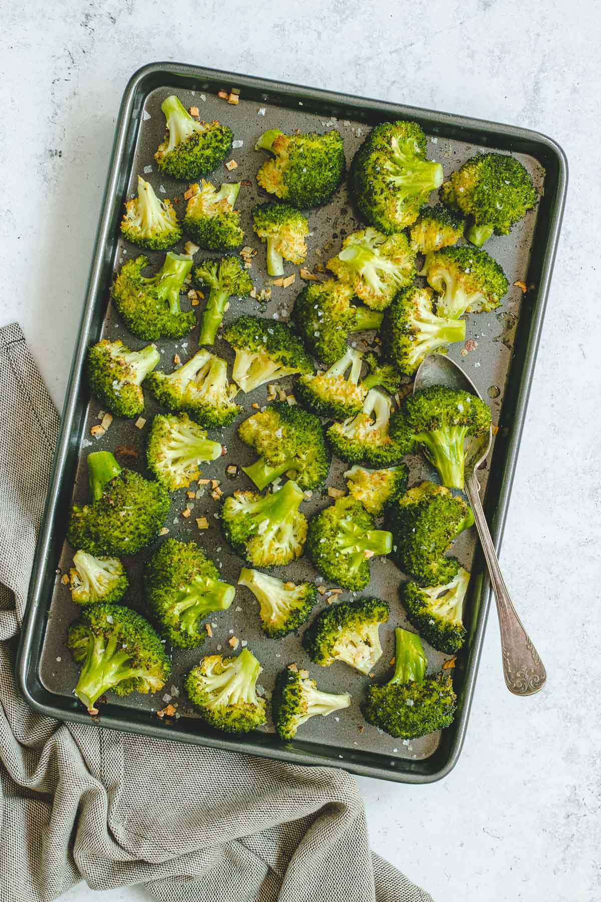 Roasted Broccoli with Garlic finished in pan