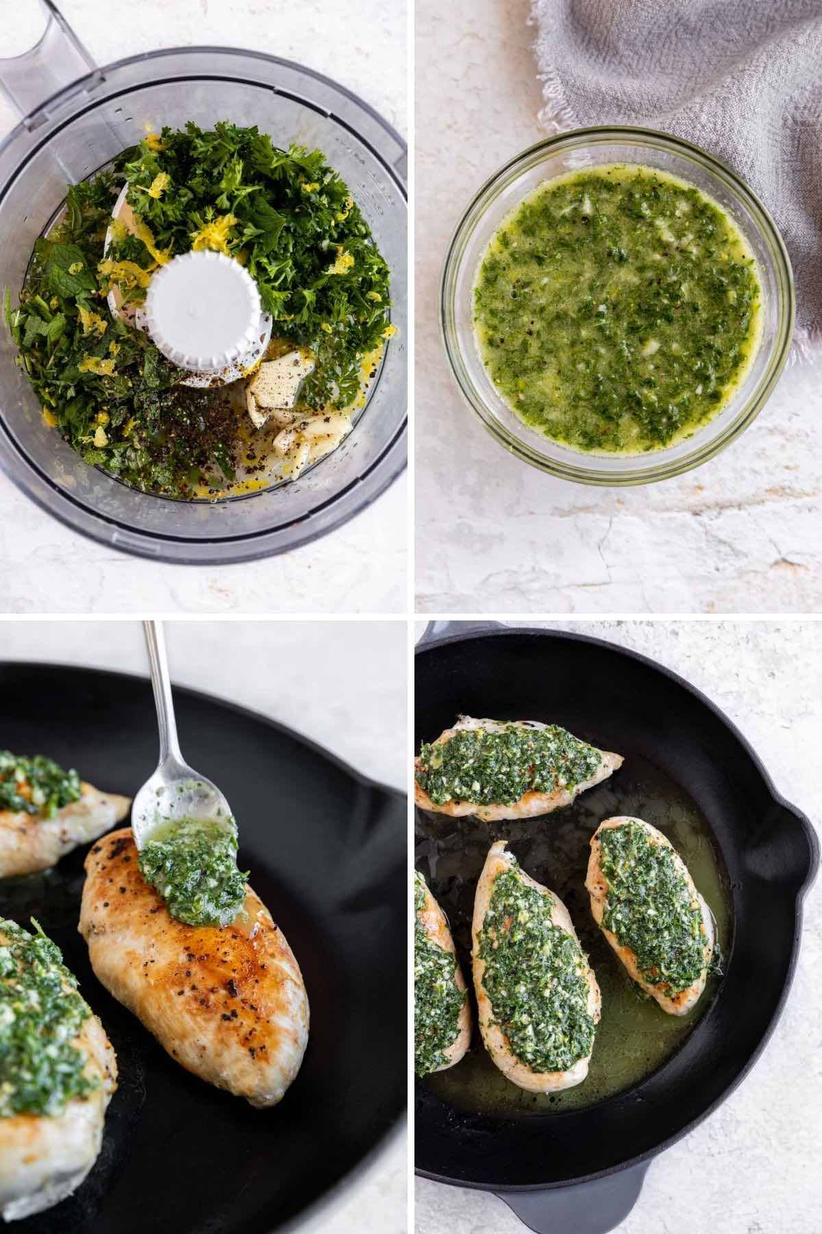 Roasted Chicken with Lemon Garlic Herb Sauce collage