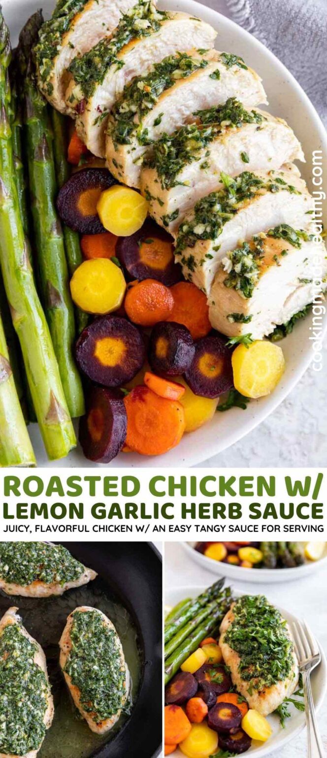 Roasted Chicken with Fresh Lemon Garlic Herb Sauce Recipe - Cooking ...