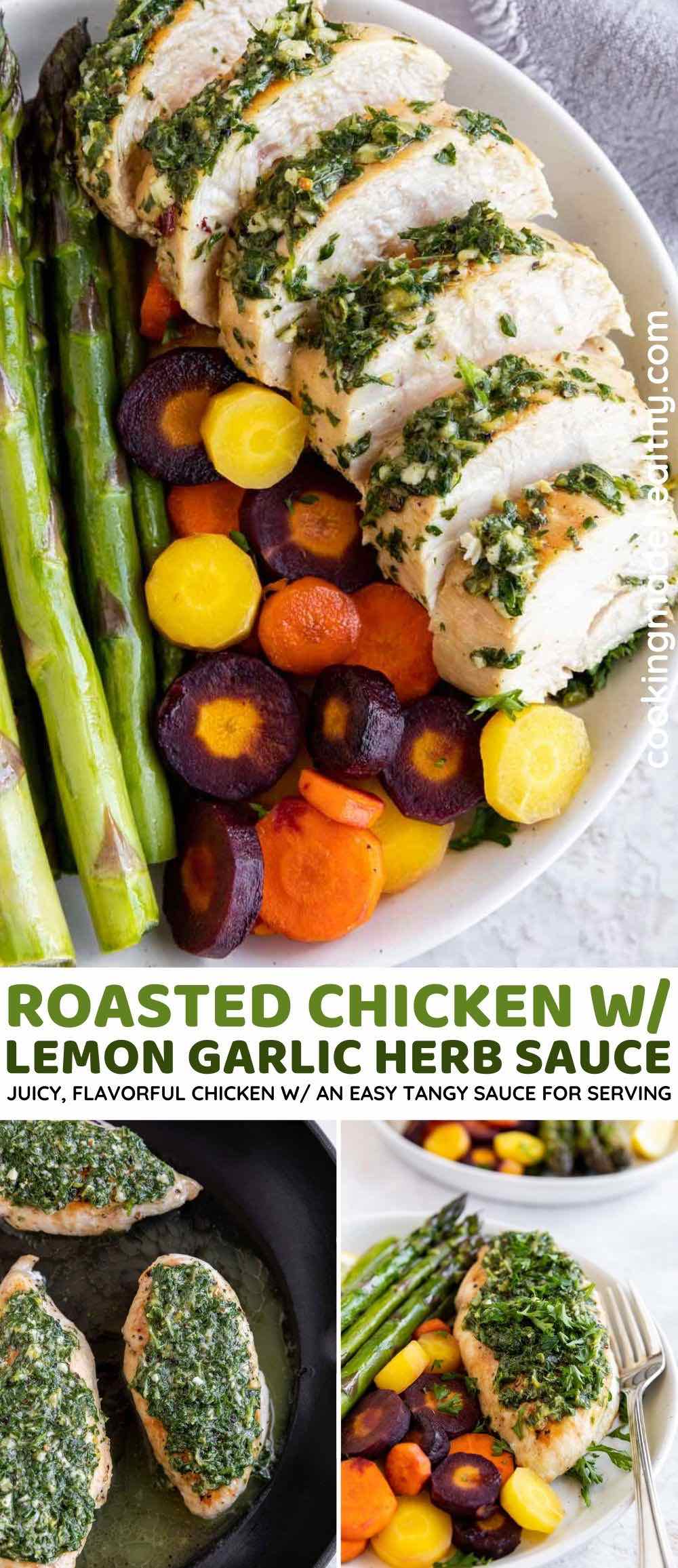 Roasted Chicken with Lemon Garlic Herb Sauce collage