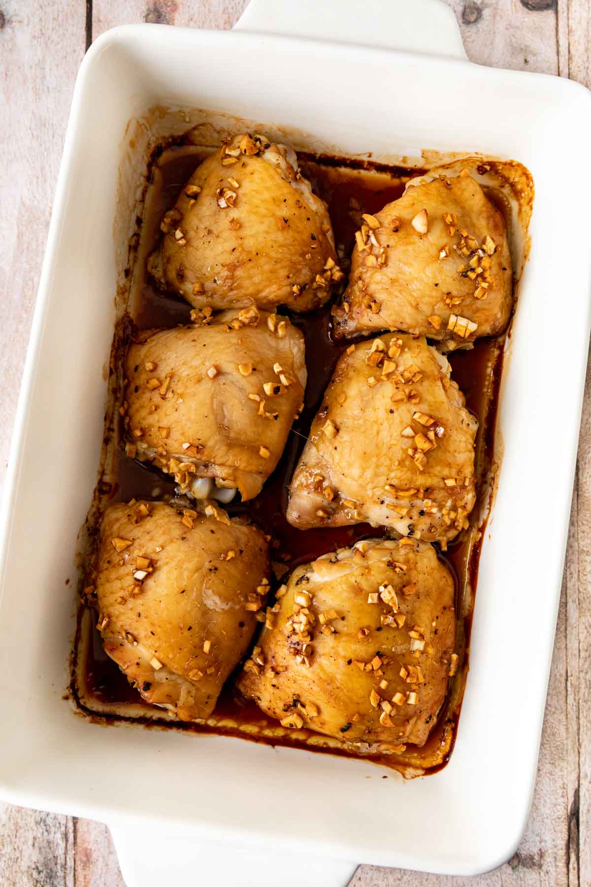 Roasted Garlic Chicken baked in a pan