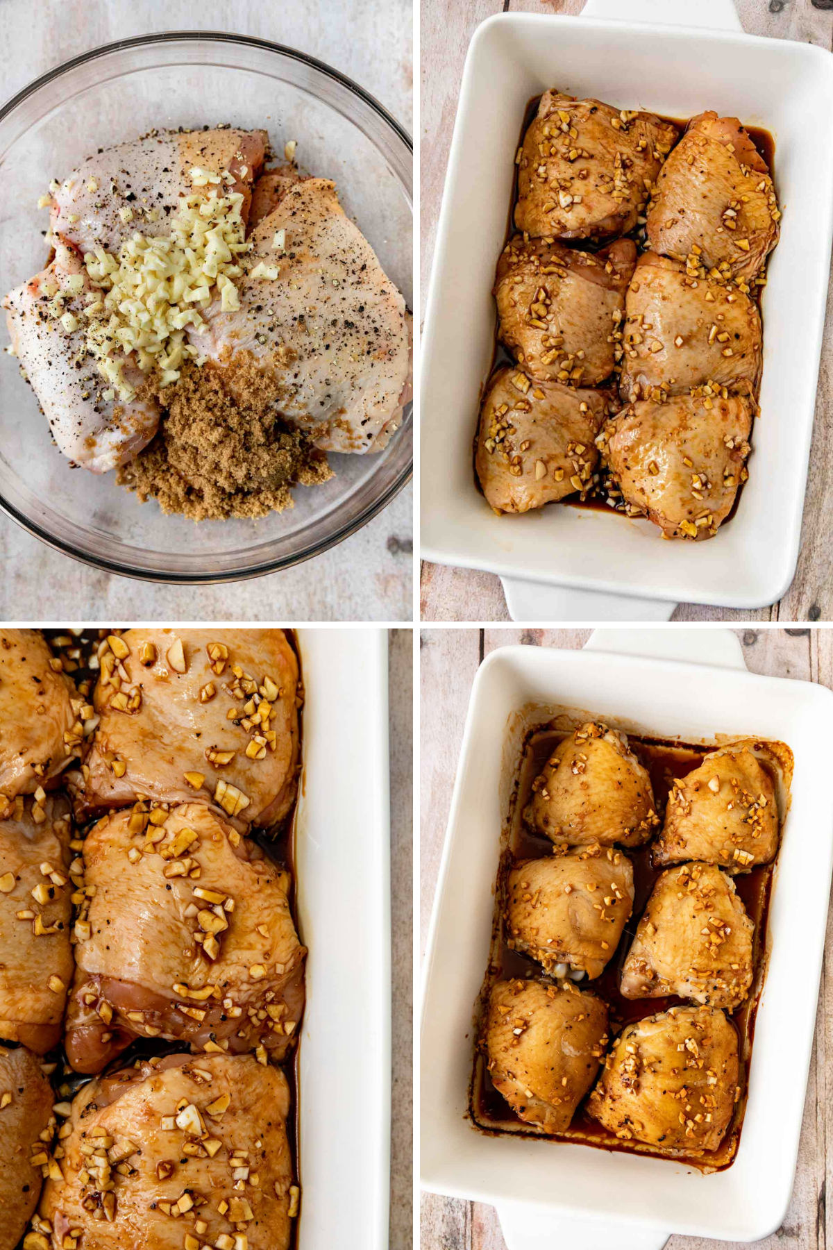 Roasted Garlic Chicken collage of baking steps