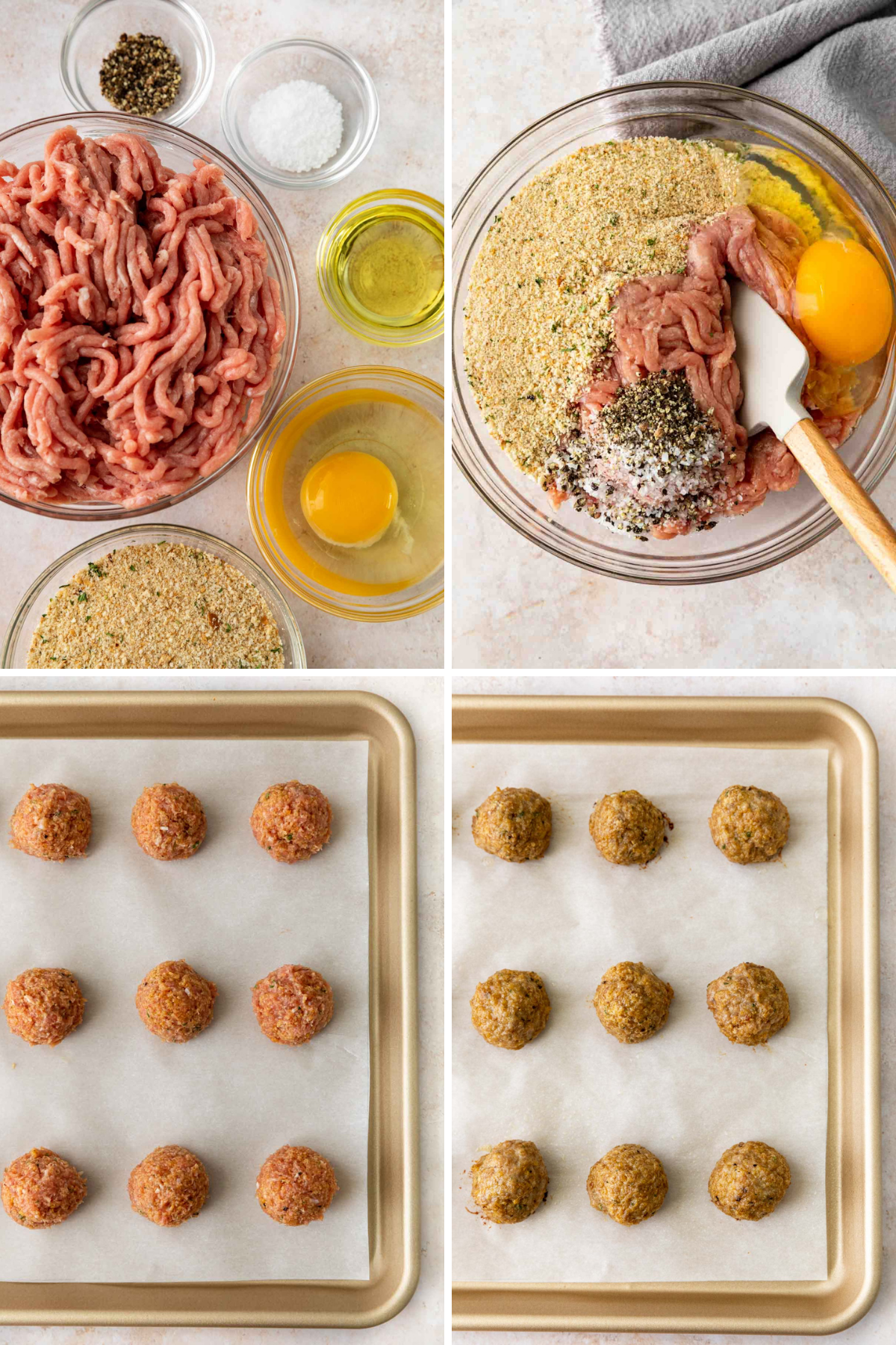 Turkey Meatballs Collage of prep steps