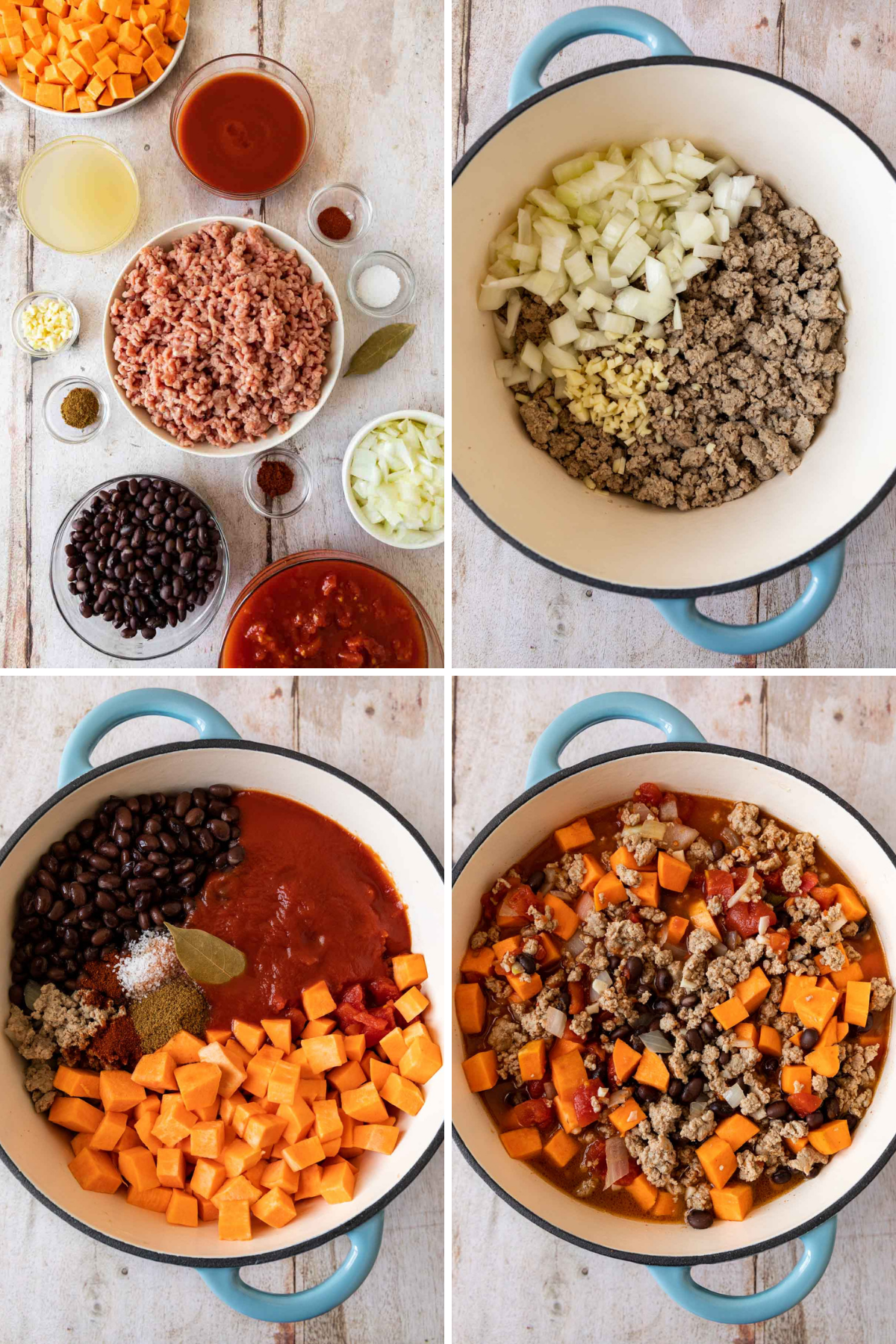 Turkey Sweet Potato Chili Collage