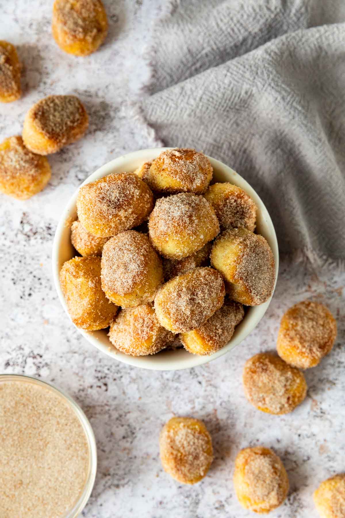 Cinnamon Sugar Pretzel Bites in a bowl