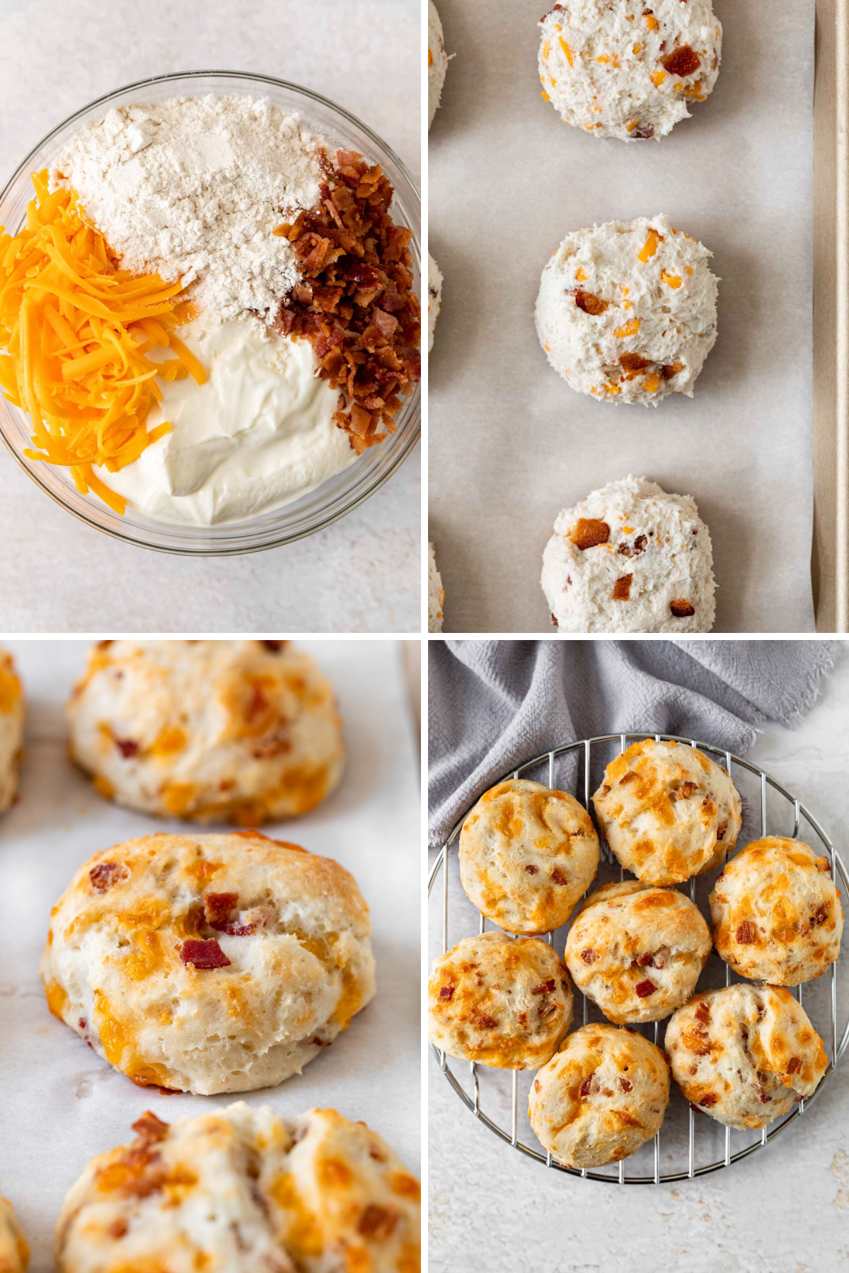 Yogurt Cheddar Bacon Biscuits Collage