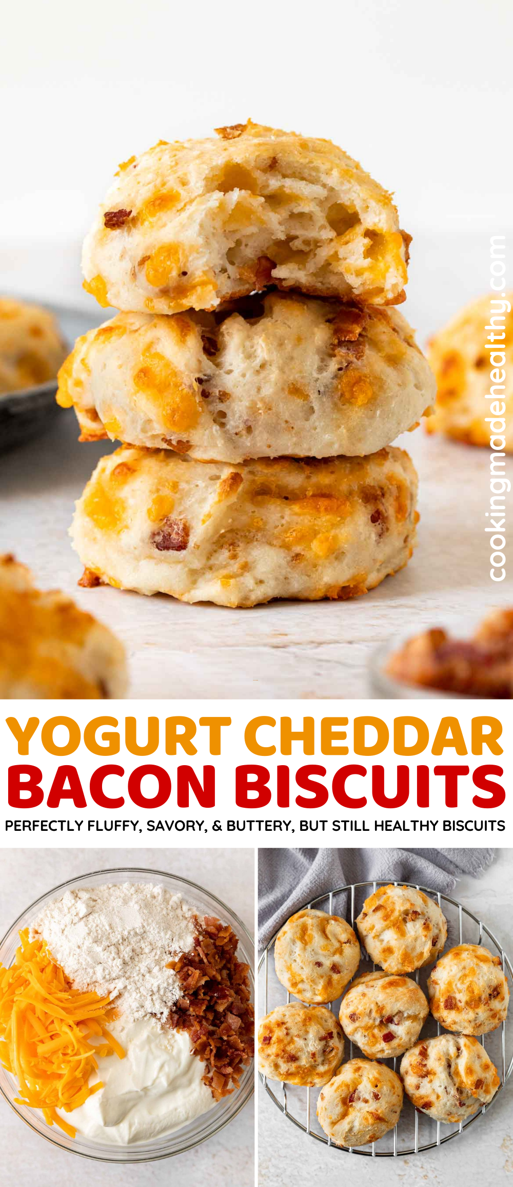 Yogurt Cheddar Bacon Biscuits Collage