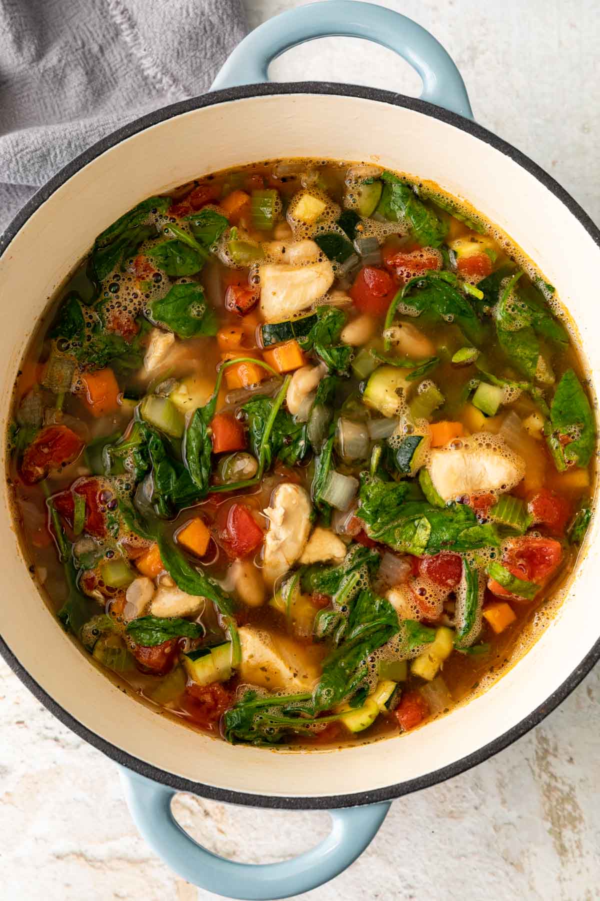 Tuscan Vegetable Soup in pot