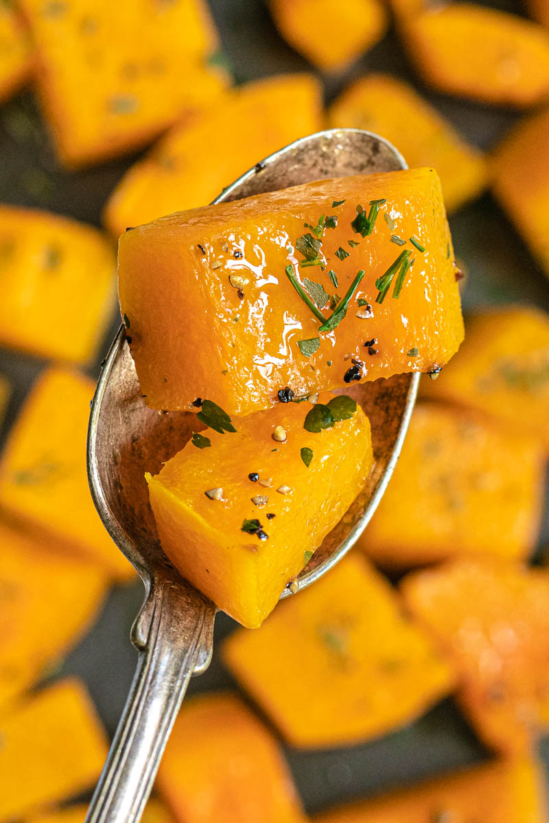 Roasted Butternut Squashed on spoon