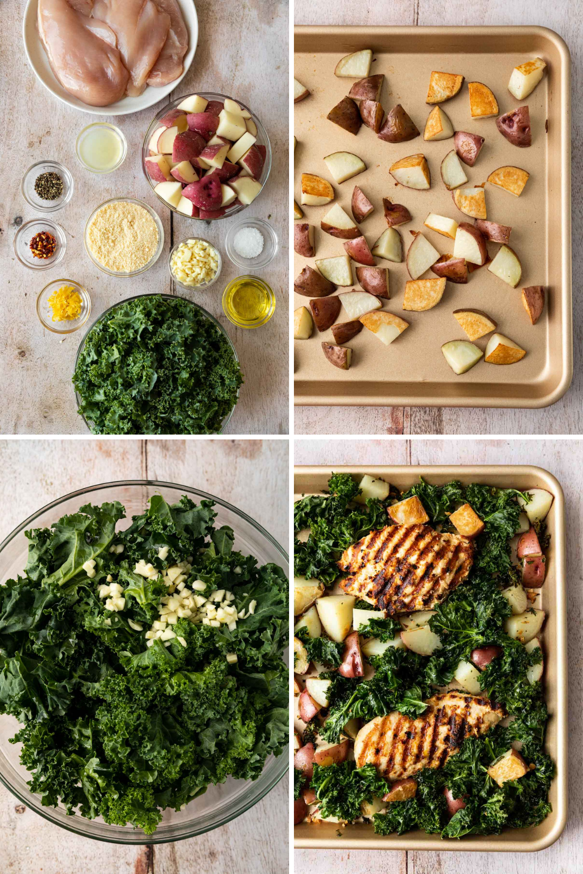  Sheet Pan Roasted Garlic Chicken, Kale and Potatoes Collage